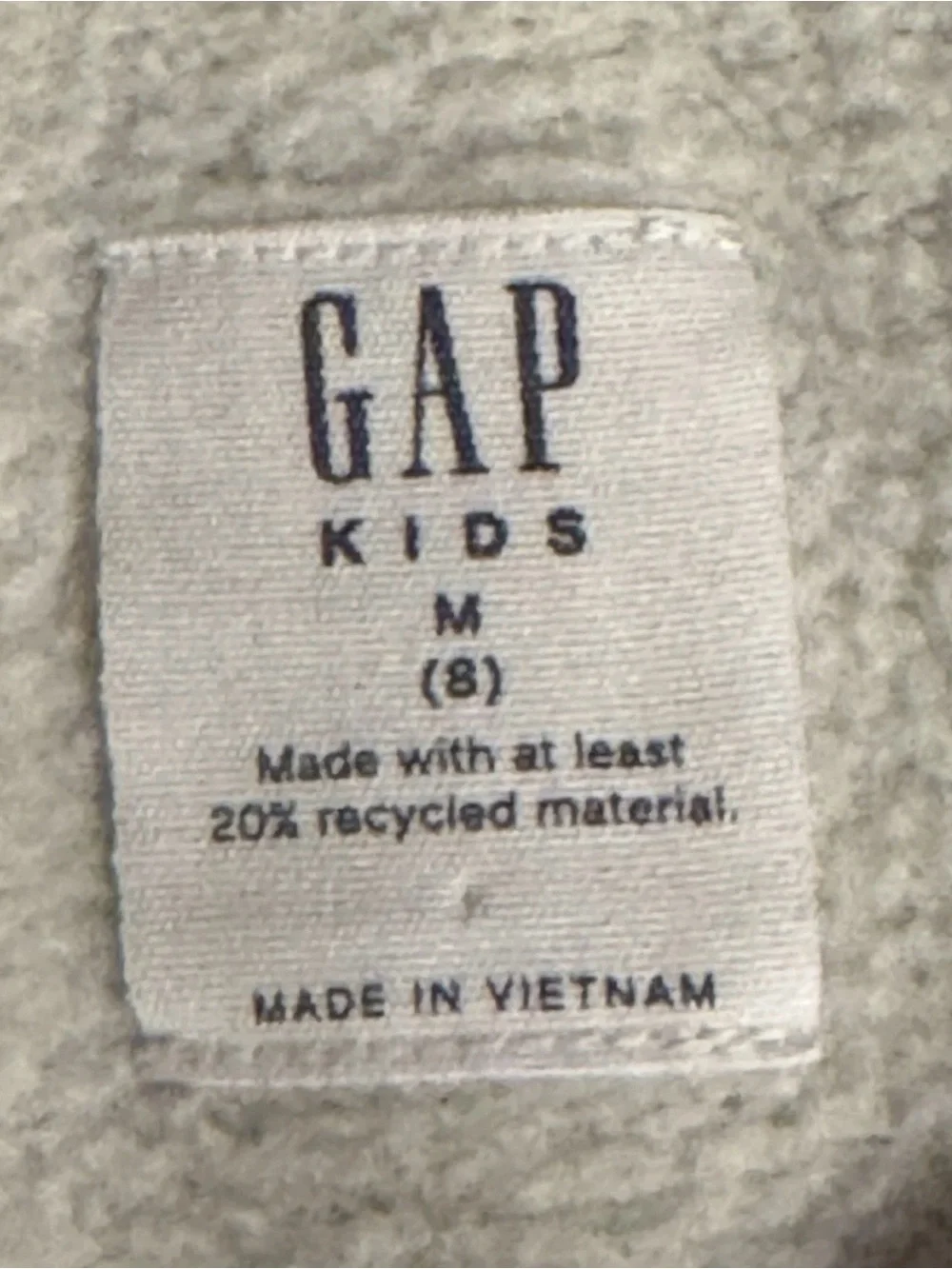 Gap Kids Full Zip Hoodie Light Grey With Pink And White Logo Size Medium (8)